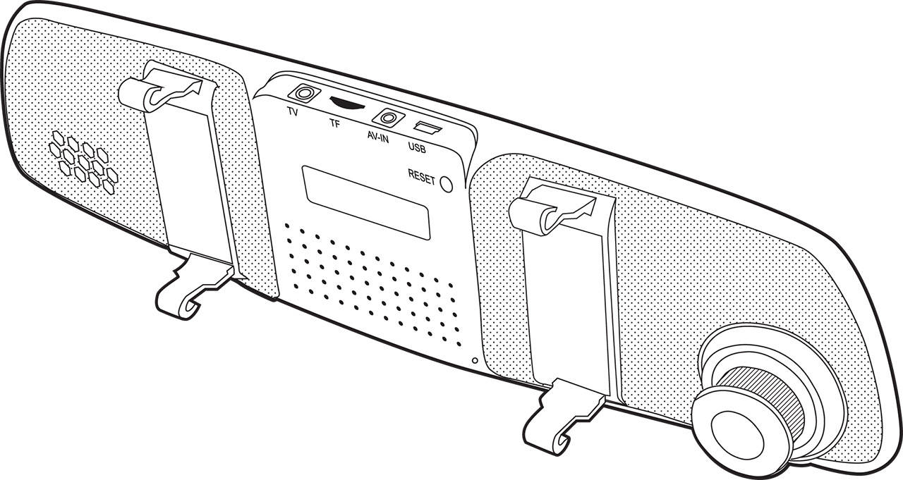 Brigele DR 3302 rearview mirror dash cam drawing - view from the rear