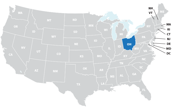 Ohio on map