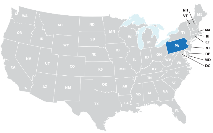 Pennsylvania on map